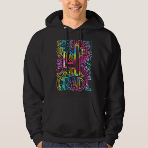 Gefärbte Krawatte 4. Klasse Typografie Team Vierte Hoodie