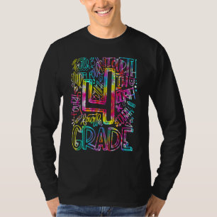 Gefärbte Krawatte 4. Klasse Typografie Team Vierte T-Shirt