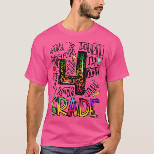Gefärbte Krawatte 4. Klasse Typografie Team Vierte T-Shirt