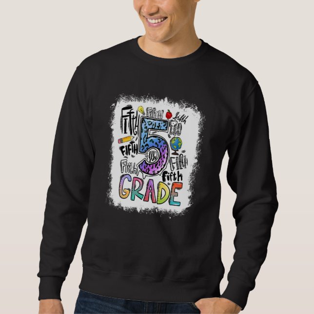 Gefärbte Krawatte 5th Grade Typografy Team Vierter Sweatshirt (Vorderseite)