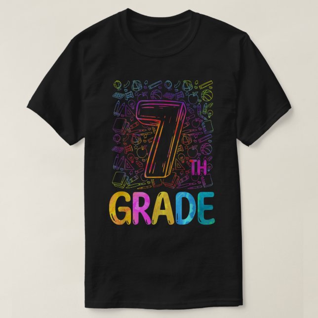 gefärbte Krawatte 7. Klasse Lehrer Funny Back to S T-Shirt (Design vorne)