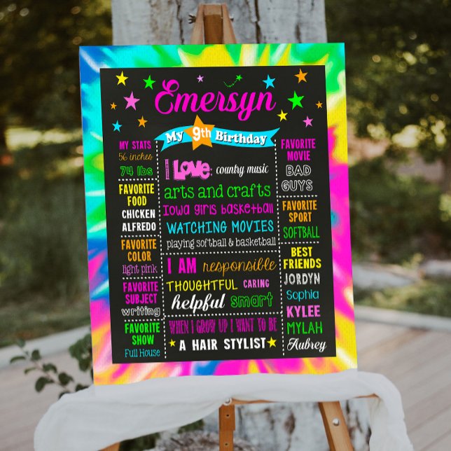 Gefärbte Krawatte 9. 10. Geburtstag Meilenstein Sc Poster (Von Creator hochgeladen)