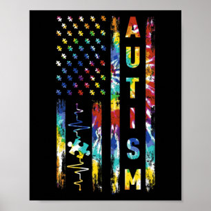 Gefärbte Krawatte American Flag Autism Awareness S Poster