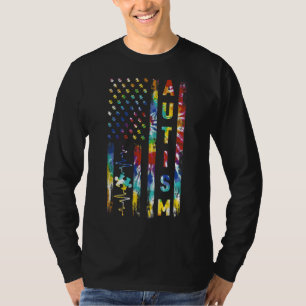 Gefärbte Krawatte American Flag Autism Awareness S T-Shirt
