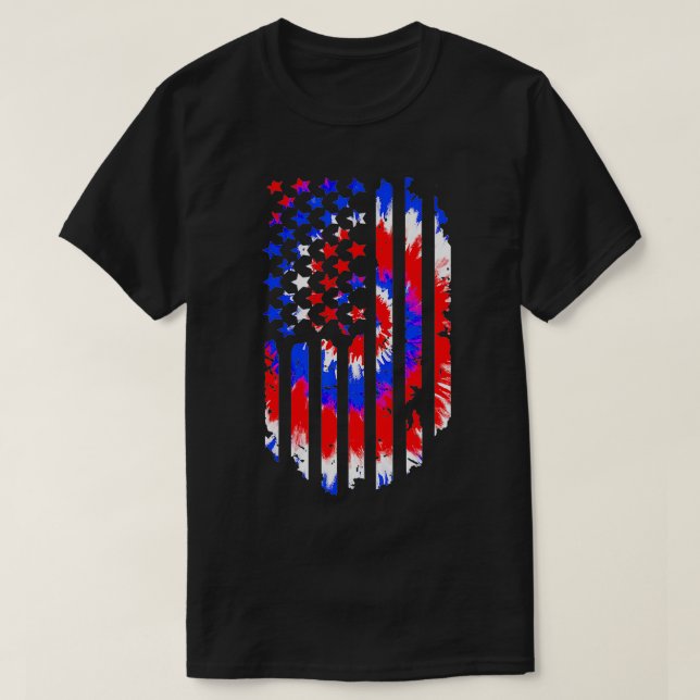 Gefärbte Krawatte American Flag Patriotic Glückwun T-Shirt (Design vorne)