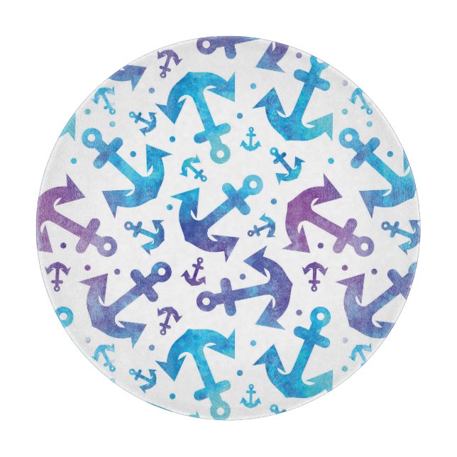 Gefärbte Krawatte Anker Muster 2 Schneidebrett (Vorderseite)