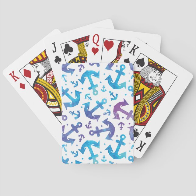 Gefärbte Krawatte Anker Muster 2 Spielkarten (Rückseite)