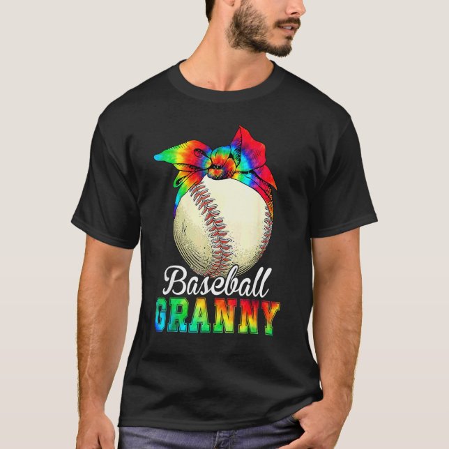 Gefärbte Krawatte Baseball Granny Muttertag T-Shirt (Vorderseite)