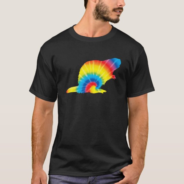 Gefärbte Krawatte Beaver Rainbow Print Rodent Kit  T-Shirt (Vorderseite)