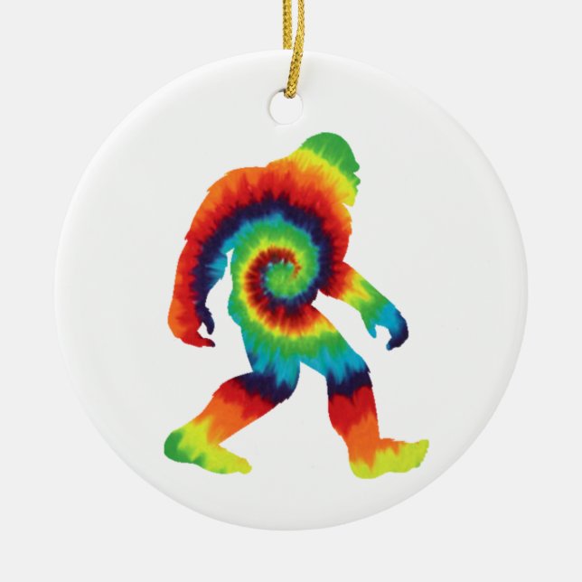Gefärbte Krawatte Bigfoot Keramik Ornament (Vorne)