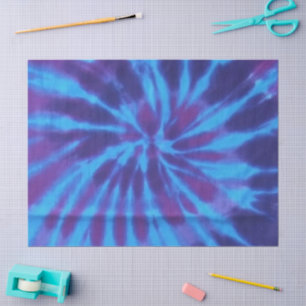 Gefärbte Krawatte Blau Aquamariner Lila Hippie Dec Seidenpapier