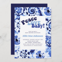 gefärbte Krawatte Blue Shibori Peace Liebe Babydus