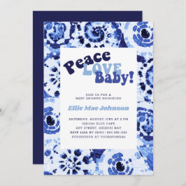 gefärbte Krawatte Blue Shibori Peace Liebe Babydus Einladung