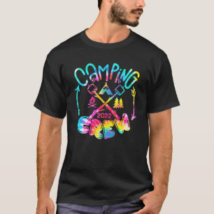 Gefärbte Krawatte Camping Crew 2022 Campfire Campi T-Shirt