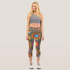 Gefärbte Krawatte Capri Leggings