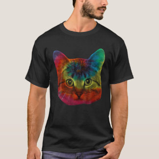 Gefärbte Krawatte Cat Shirt Farbige Tye Dye Kitten