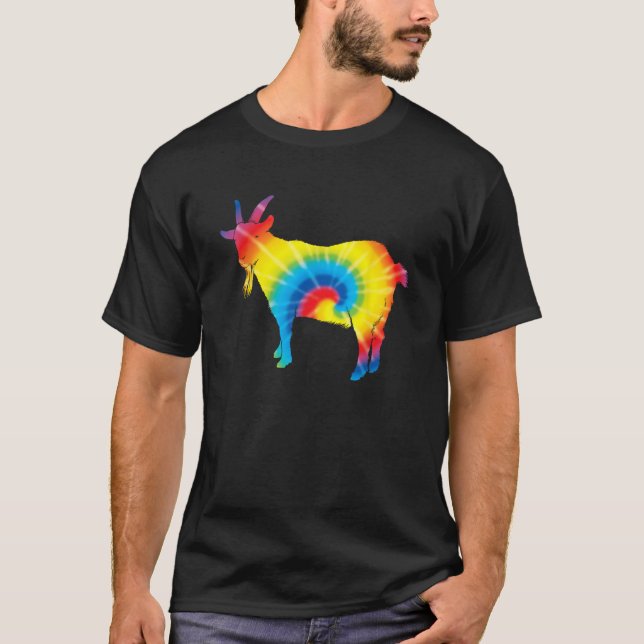 Gefärbte Krawatte Chamois Rainbow Print Animal Hip T-Shirt (Vorderseite)