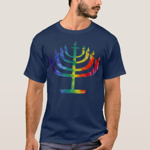 Gefärbte Krawatte Chanukah Hanukkah Menorah T-Shirt