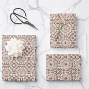 gefärbte Krawatte Christmas Mandala Geschenkpapier Set