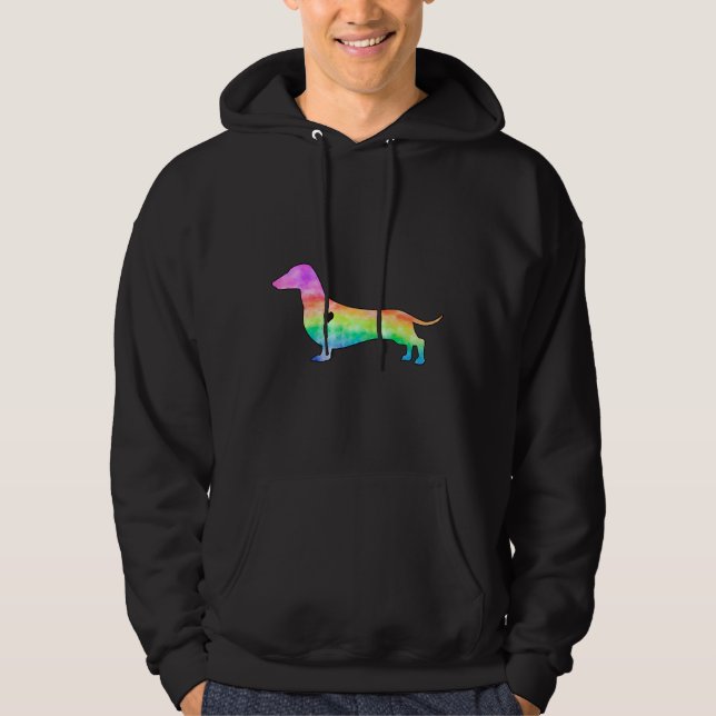Gefärbte Krawatte Dackel Hoodie (Vorderseite)