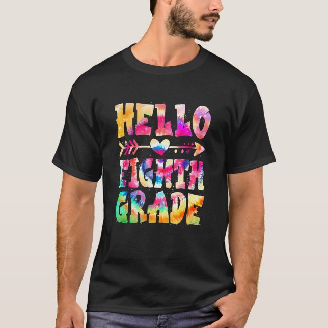 Gefärbte Krawatte der Kinder Hallo Achte Klasse Le T-Shirt (Vorderseite)