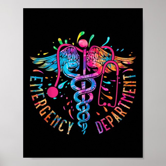 Gefärbte Krawatte der Notfallabteilung Ed Er Nurse Poster (Vorne)