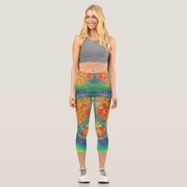 Gefärbte Krawatte des Friedenszeichens Capri Leggings