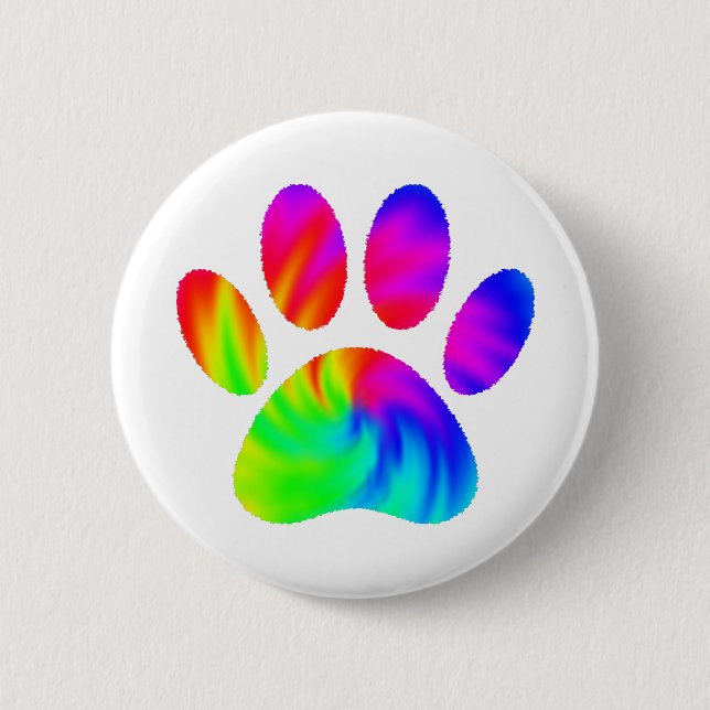 Gefärbte Krawatte Dog Paw Print Graphic Button (Vorderseite)