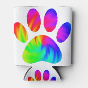 Gefärbte Krawatte Dog Paw Print Graphic Dosenkühler