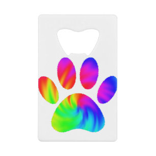 Gefärbte Krawatte Dog Paw Print Graphic Geldbeutel Flaschenöffner