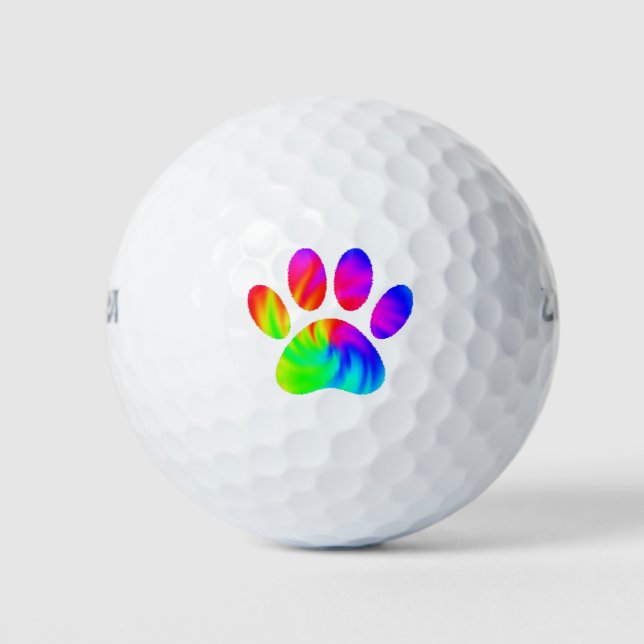 Gefärbte Krawatte Dog Paw Print Graphic Golfball (Vorderseite)