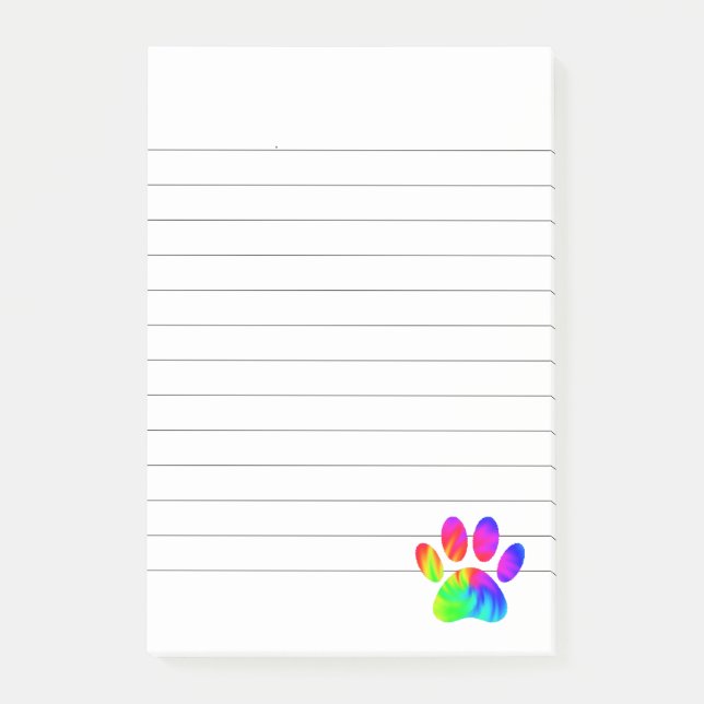 Gefärbte Krawatte Dog Paw Print Graphic Lined Post-it Klebezettel (Vorderseite)