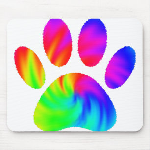 Gefärbte Krawatte Dog Paw Print Graphic Mousepad