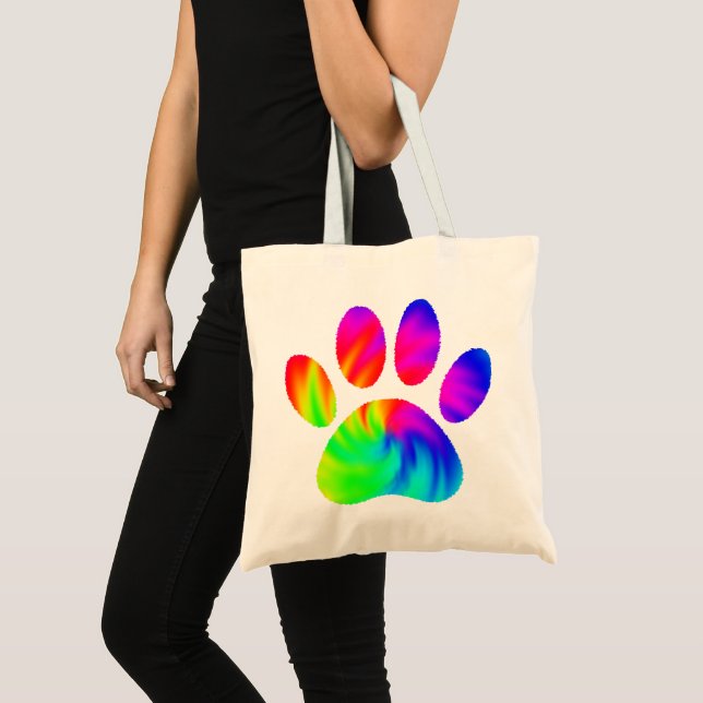 Gefärbte Krawatte Dog Paw Print Graphic Tote Bag Tragetasche (Vorderseite (Produkt))