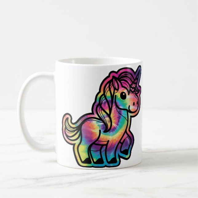 Gefärbte Krawatte Dreams: Das lebendige Einhorn Kaffeetasse (Links)