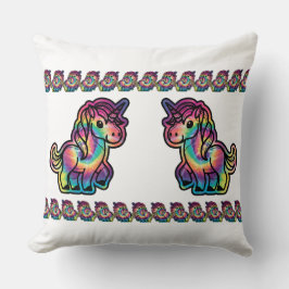 Gefärbte Krawatte Dreams: Das lebendige Einhorn Kissen