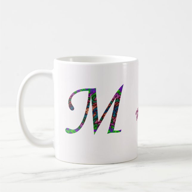 Gefärbte Krawatte Farbiger, schwirbeliger Buchstab Kaffeetasse (Links)