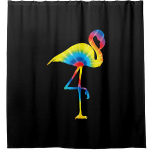 Gefärbte Krawatte Flamingo Rainbow Print Bird Anim Duschvorhang