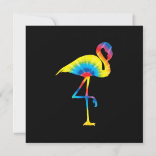 Gefärbte Krawatte Flamingo Rainbow Print Bird Anim Einladung