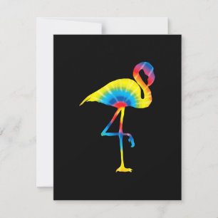 Gefärbte Krawatte Flamingo Rainbow Print Bird Anim Einladung
