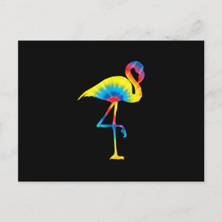 Gefärbte Krawatte Flamingo Rainbow Print Bird Anim Einladungspostkarte