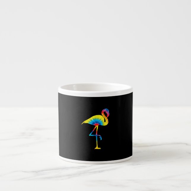 Gefärbte Krawatte Flamingo Rainbow Print Bird Anim Espressotasse (Vorderseite)