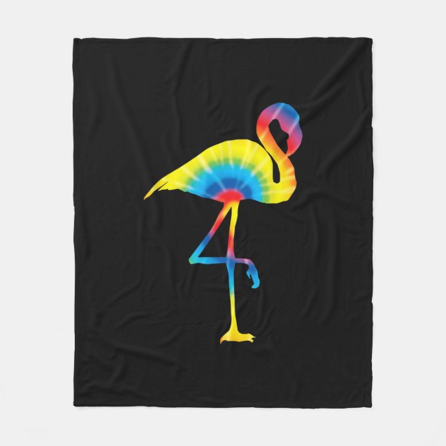 Gefärbte Krawatte Flamingo Rainbow Print Bird Anim Fleecedecke (Vorderseite)