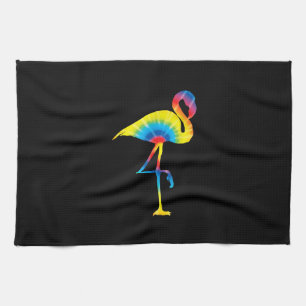 Gefärbte Krawatte Flamingo Rainbow Print Bird Anim Geschirrtuch