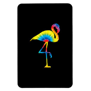 Gefärbte Krawatte Flamingo Rainbow Print Bird Anim Magnet