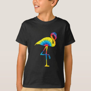 Gefärbte Krawatte Flamingo Rainbow Print Bird Anim T-Shirt