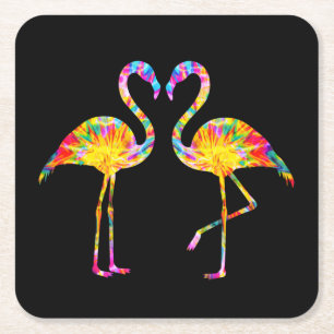 GEFÄRBTE KRAWATTE FLAMINGO RECHTECKIGER PAPPUNTERSETZER