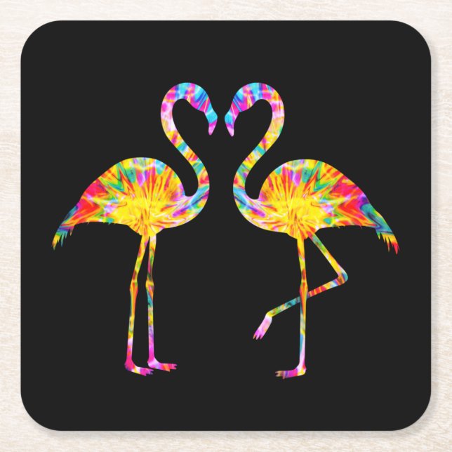 GEFÄRBTE KRAWATTE FLAMINGO RECHTECKIGER PAPPUNTERSETZER (Vorderseite)
