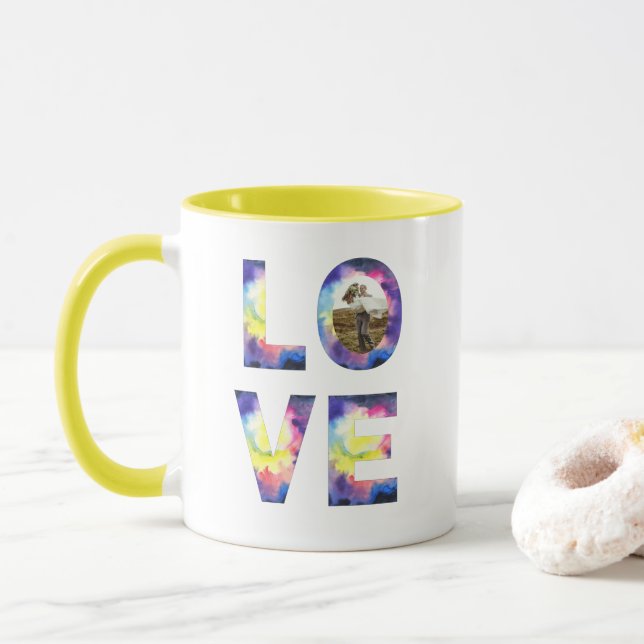 Gefärbte Krawatte Foto Liebe Tasse (Mit Donut)
