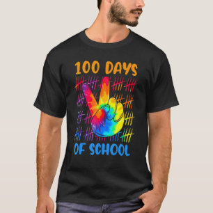 Gefärbte Krawatte Frieden Hand Zeichen 100 Tage Sc T-Shirt